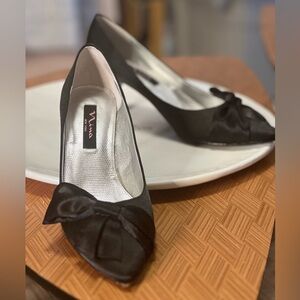 Nina Black Royal Satin Formal Pumps